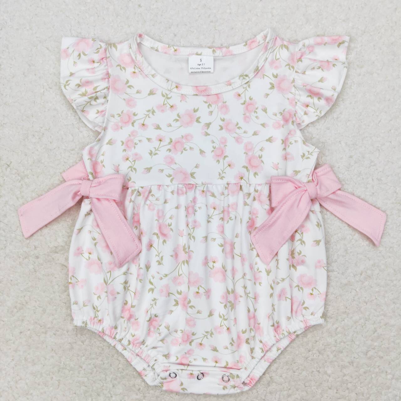 Baby Clothing Boutique - Infant girls pink floral Rompers Clothing