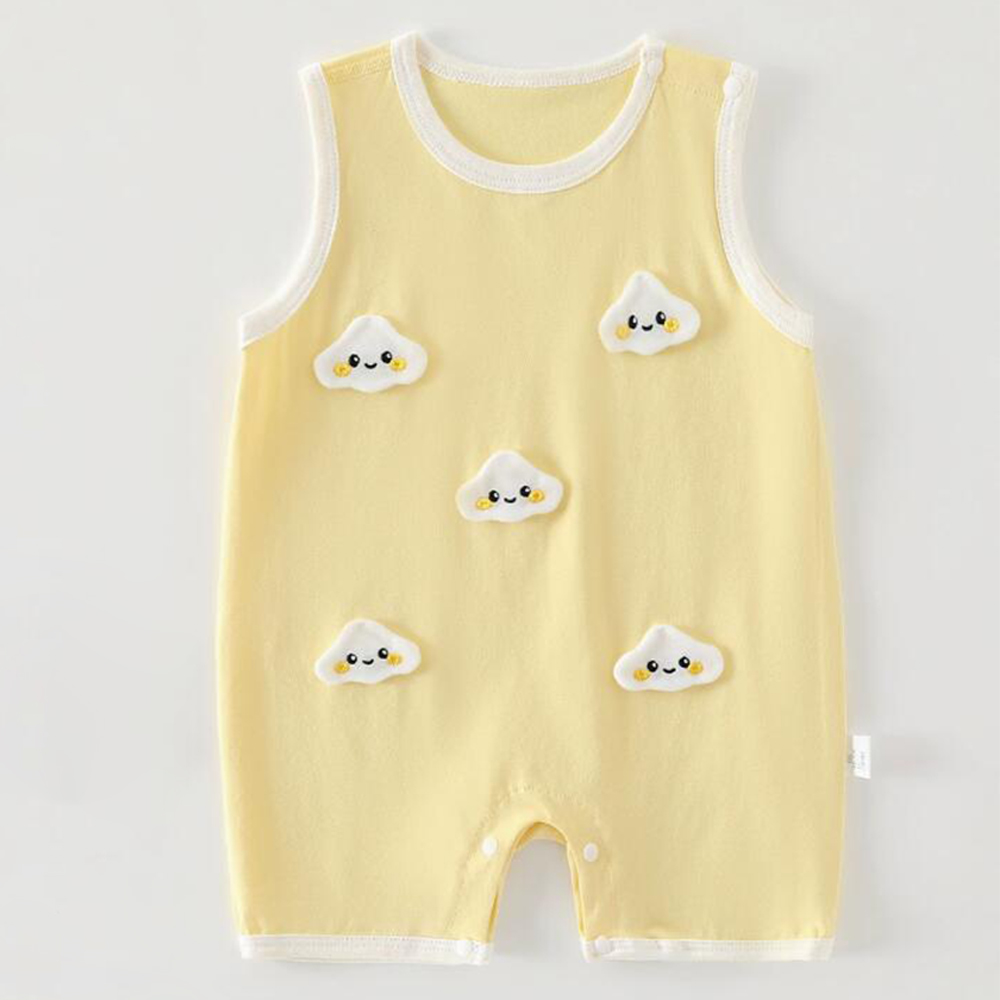 Baby Clothing Boutique - Baby Girl Romper Sleeveless Cotton Floral