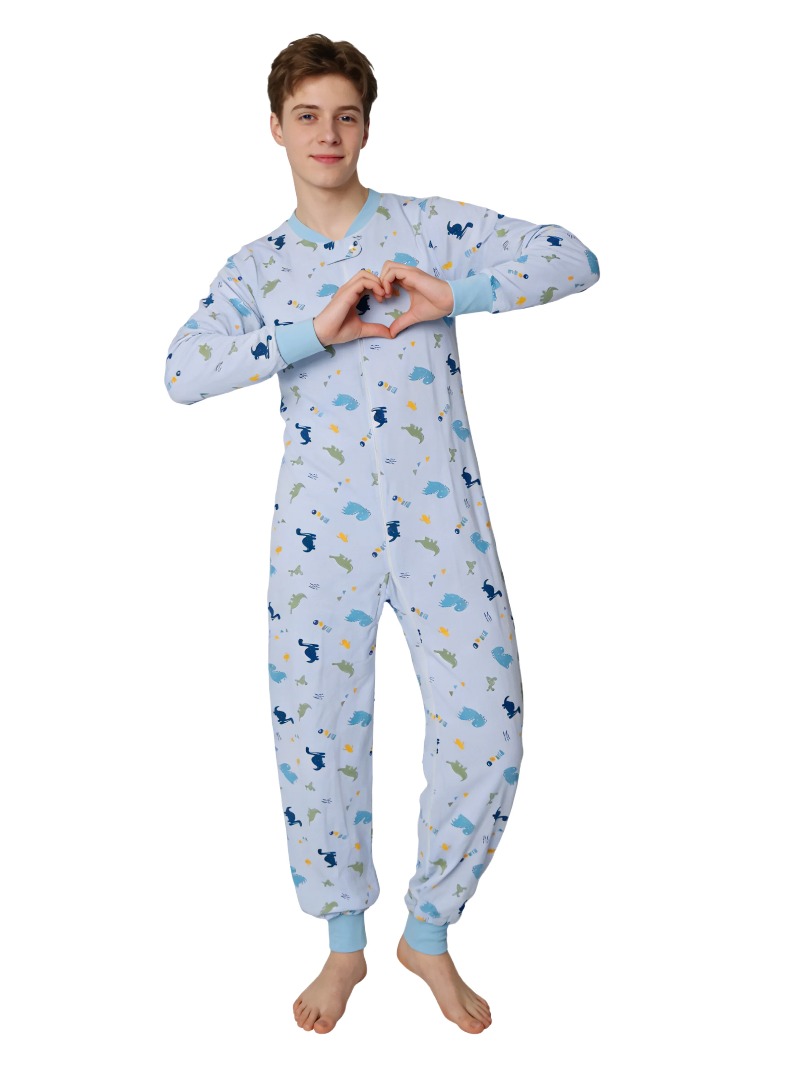 Baby Clothing Patterns - XXXL Adult Underwear Blue Dinosaur Onesies