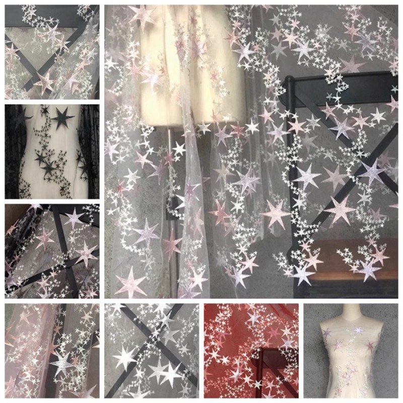 Colorful Star Embroidered Mesh - Baby Clothing Sewing recension och pris