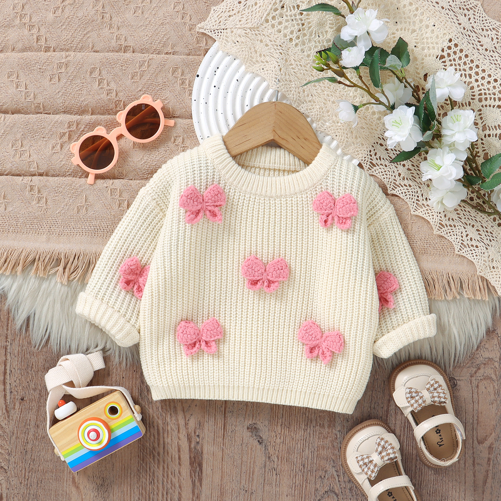 Fashion Bowknot Knitted Baby G - Baby Clothing Jumpers recension och pris