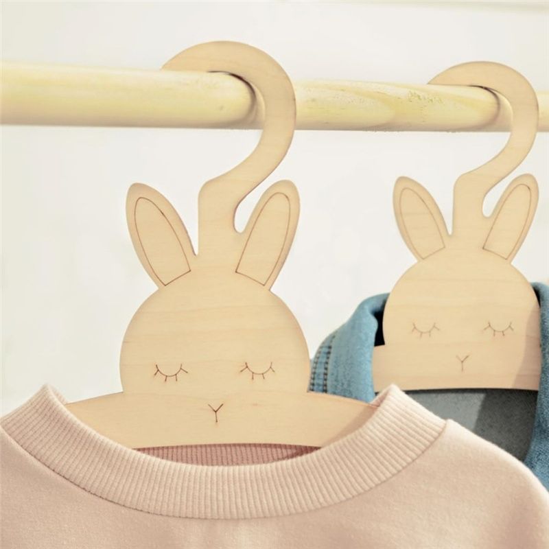 ABJI-20PCS Cute Wooden Clothes - Baby Clothing Hanging Rack recension och pris