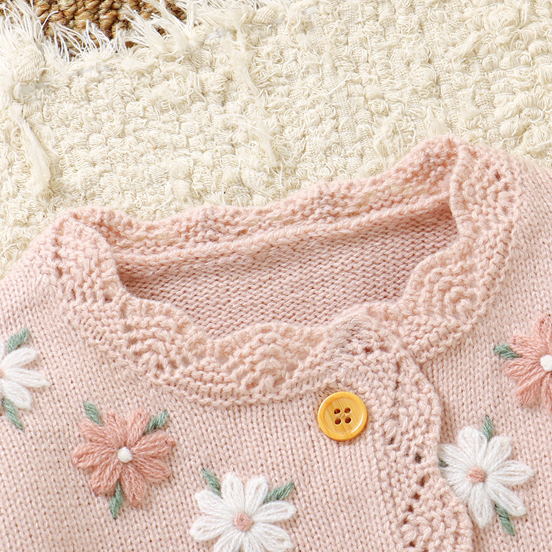 Pink Baby Girl Floral Sweaters - Knit Cardigan Infant recension och pris