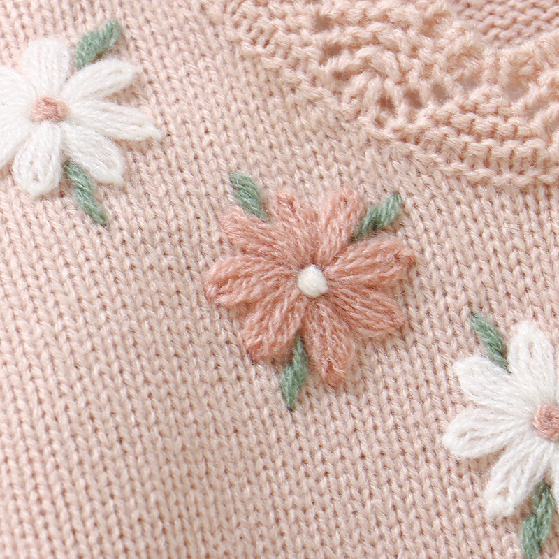 Pink Baby Girl Floral Sweaters - Knit Cardigan Infant recension och pris