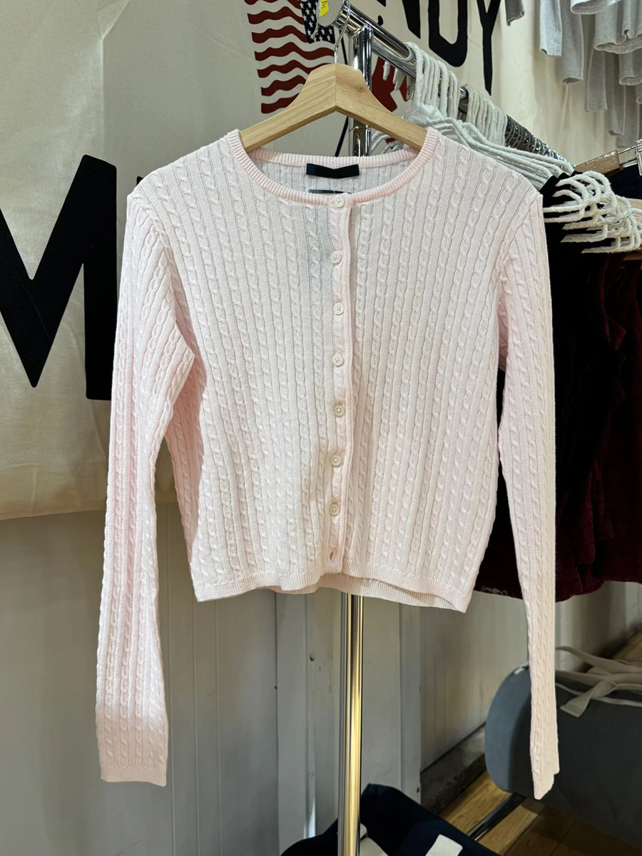 Twist Flower Baby Pink Sweater - Knit Cardigan Infant recension och pris